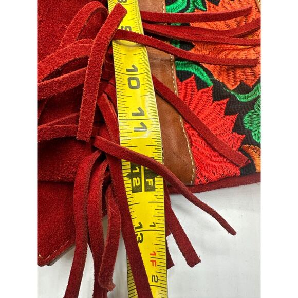 Unique Suede Handmade Boho Backpack Embroidered Tribal Aztec Southwest Hippy - Picture 7 of 7